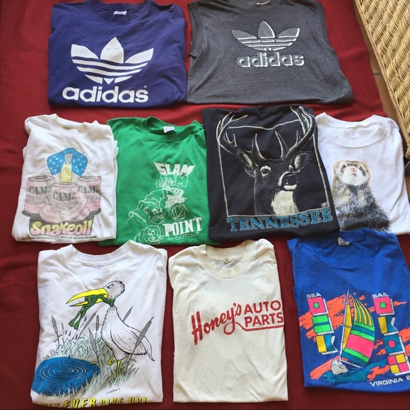 9 Vtg 80’s 90’s Tshirts (Adidas, Screen Stars etc) - Picture 1 of 11